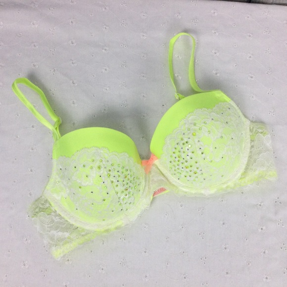 Victoria's Secret Other - NEW Victoria’s Secret Neon Lace Rhinestone Bra